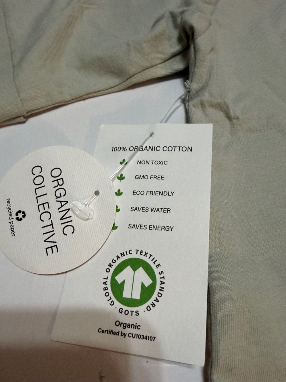 Organic Collective Embroidered Cat Cotton Tee in Sage Green XL NWT - Picture 7 of 8